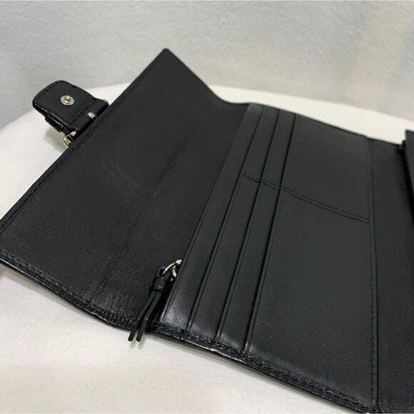 SOLD***Y2K Coach Soho Signature Long Wallet Buckle Canvas Leather Black Gray - Picture 9 of 12